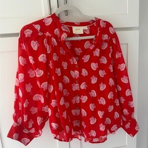 Anthropologie Maeve Red Top with Pink Shells